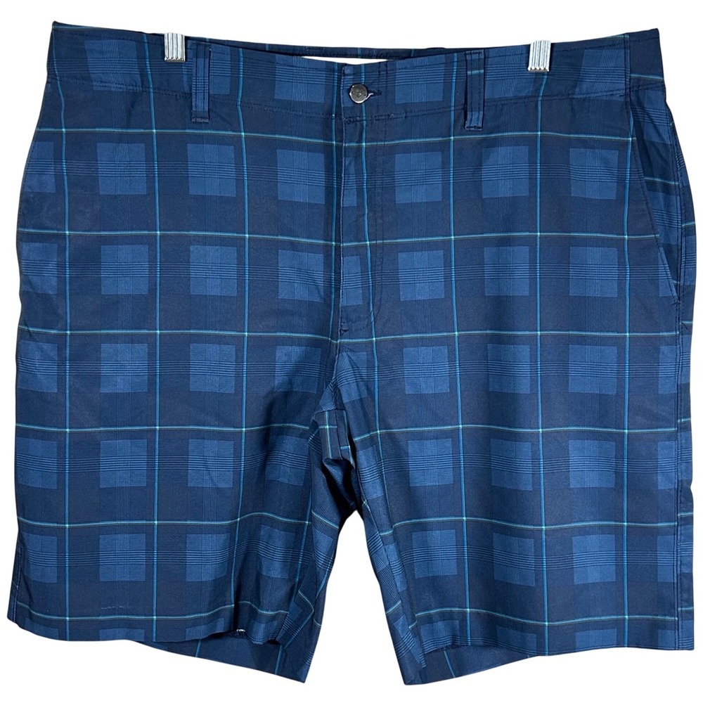 Callaway Mens Blue Plaid Golf Shorts Size 38 Performance Stretch Flat Front